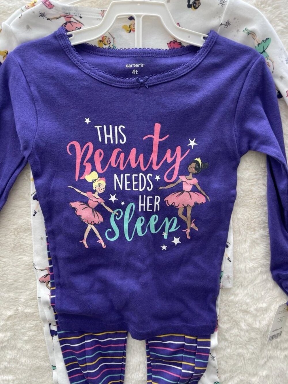 SALE! NEW Carter’s Girls Pajama Set Purple & White ballerina Size 4T NWT -2 Sets